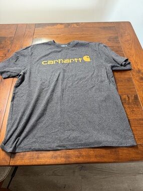 Carhartt Gray Short-Sleeve Tee with Yellow Logo